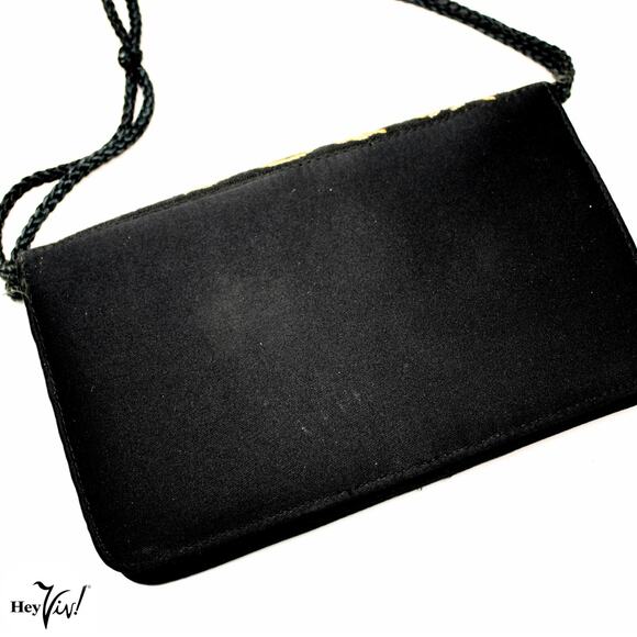 Vintage Magid Tapestry Floral Black Clutch or Shoulder Bag 8x5 – Hey Viv - Picture 4 of 7